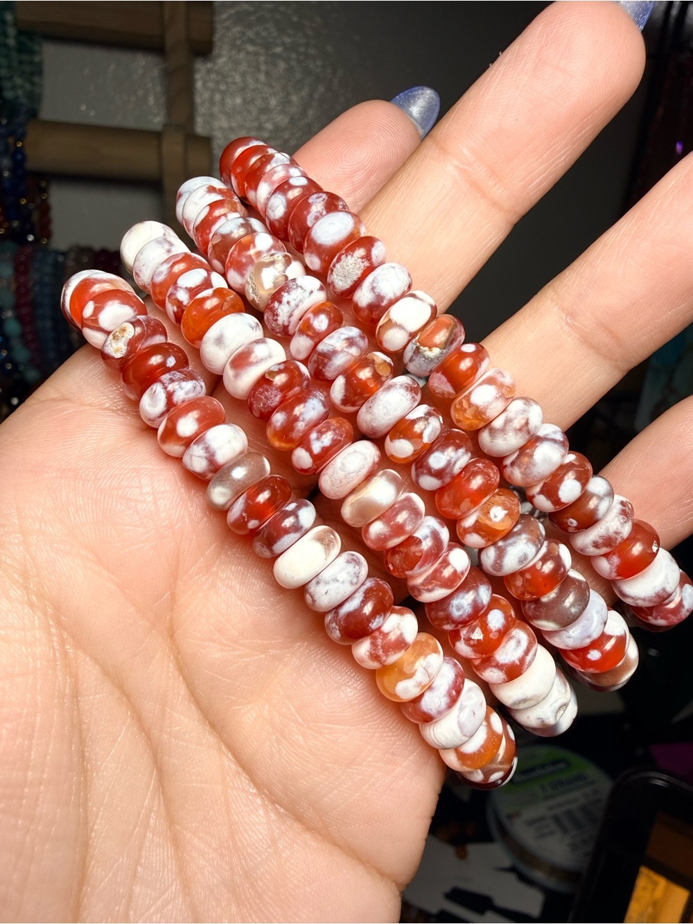 Fire Agate 8mm Rondelle Bracelet ❤️🤍